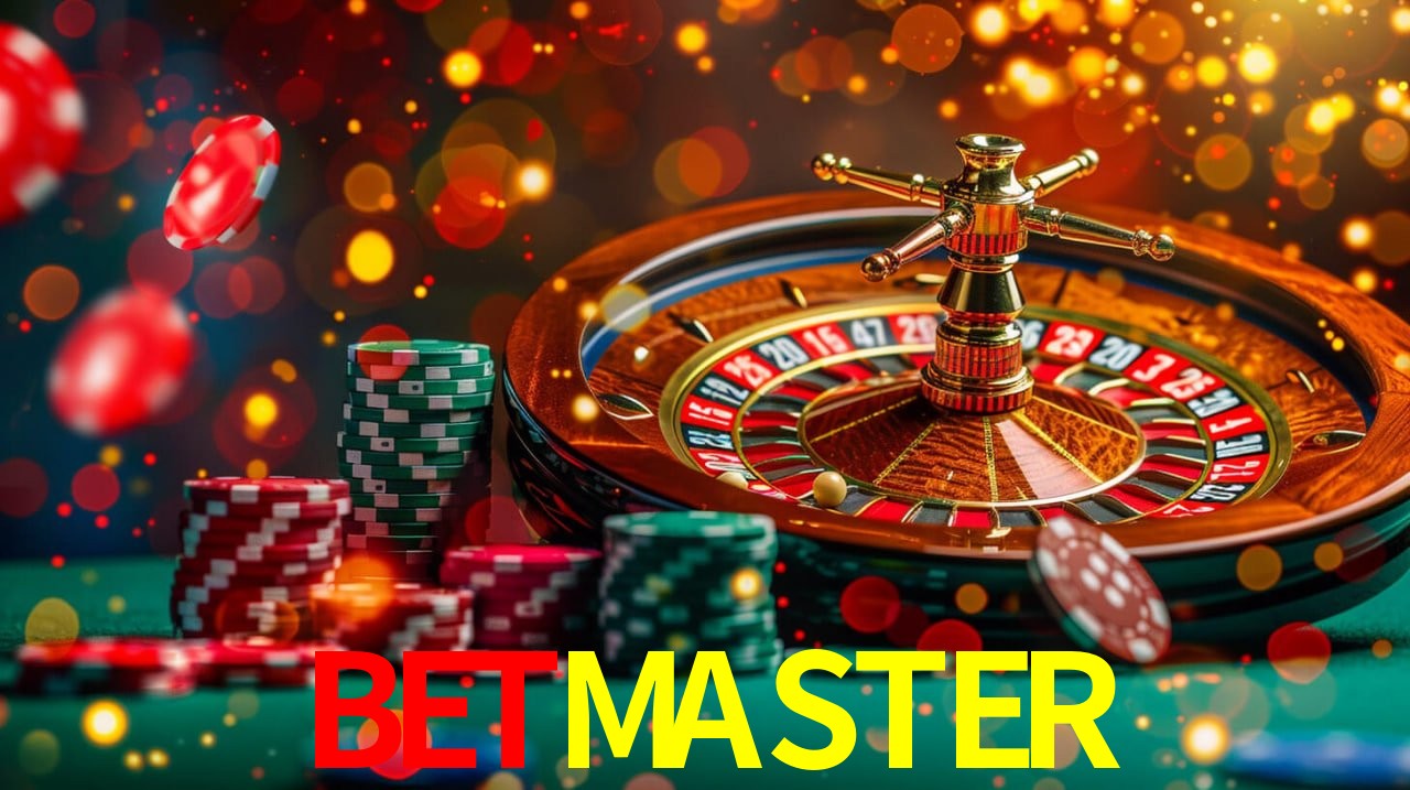 Una escena digital vívida inspirada en casino con BETMASTER mostrado prominentemente, luces brillantes, fichas, cartas y acentos dorados.